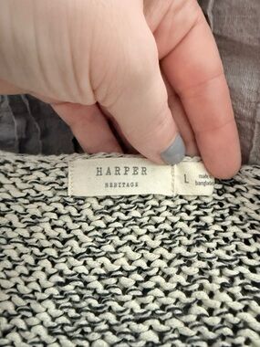 Harper Heritage Marled Crewneck Sweater in Black and Cream